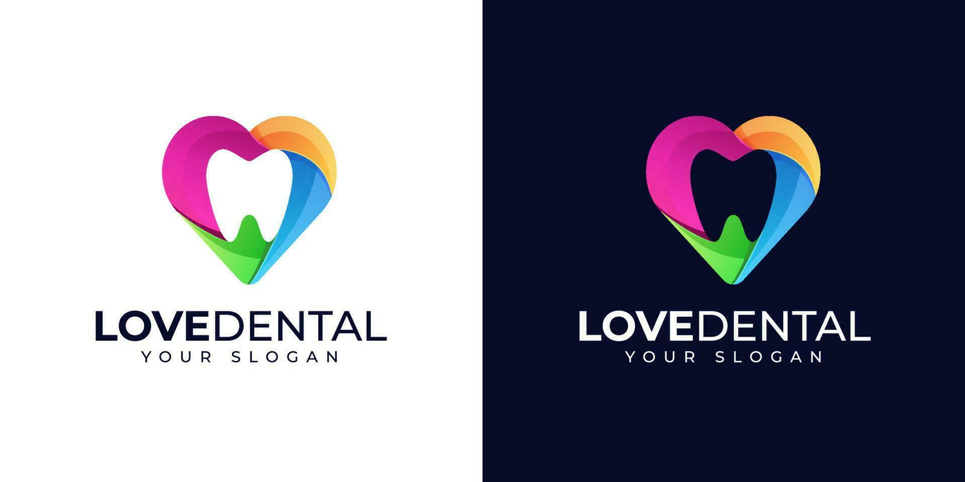 inspiration de conception de logo dentaire dent et amour vecteur