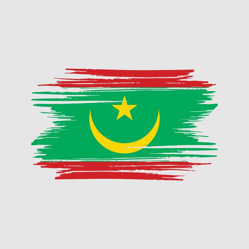 coups de pinceau du drapeau de la mauritanie. drapeau national vecteur