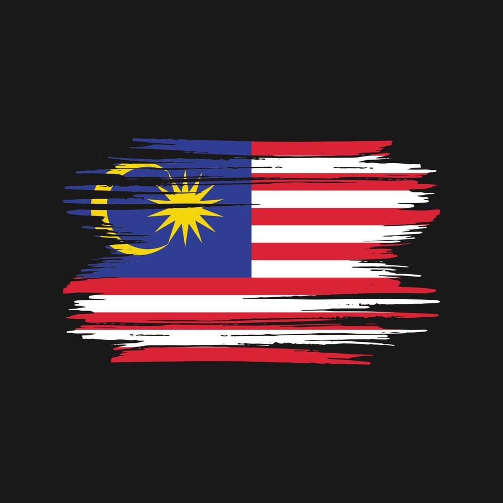 coups de pinceau du drapeau de la malaisie. drapeau national vecteur