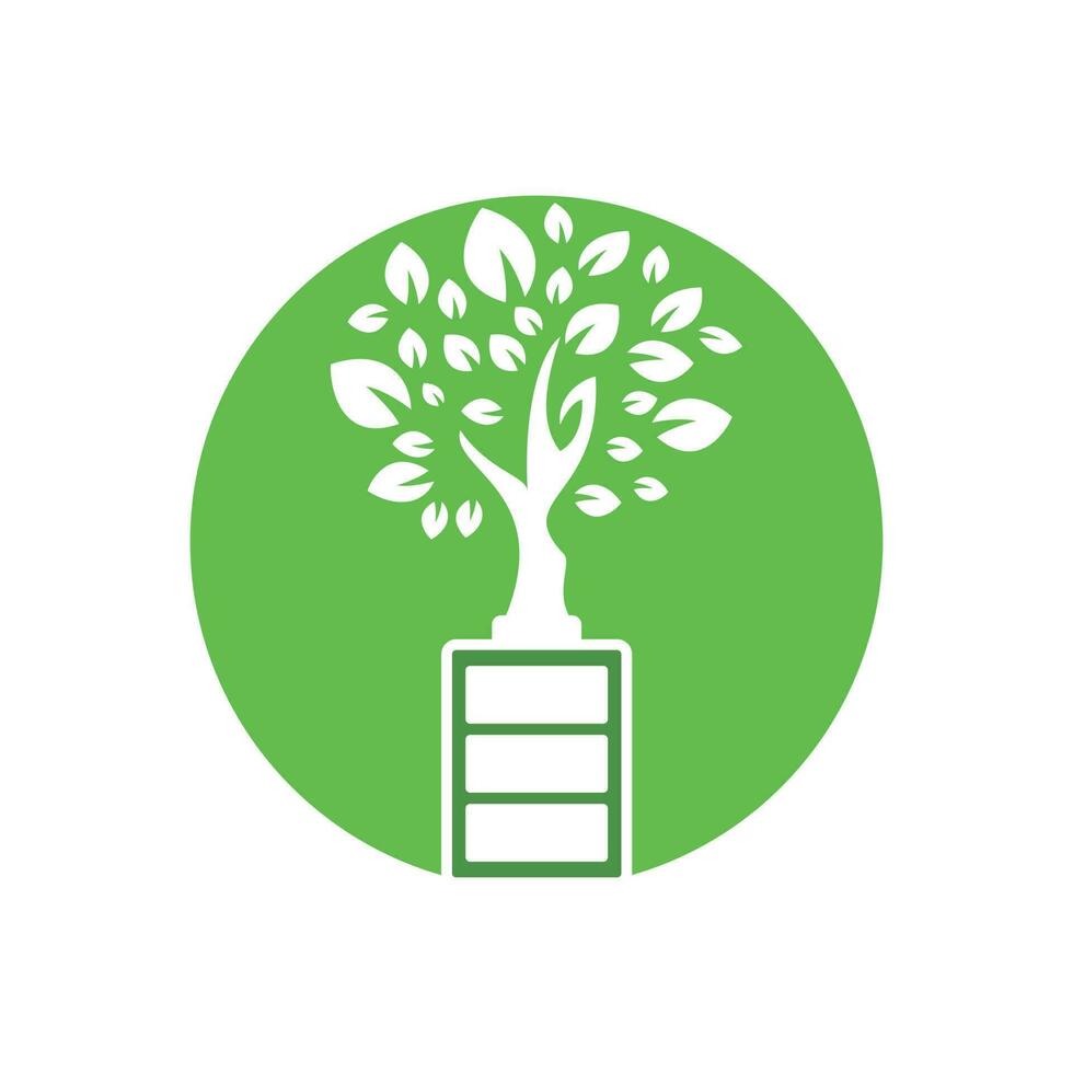 conception d'illustration de conception de modèle de logo eco nature et batterie. modèle de logo d'énergie verte. vecteur