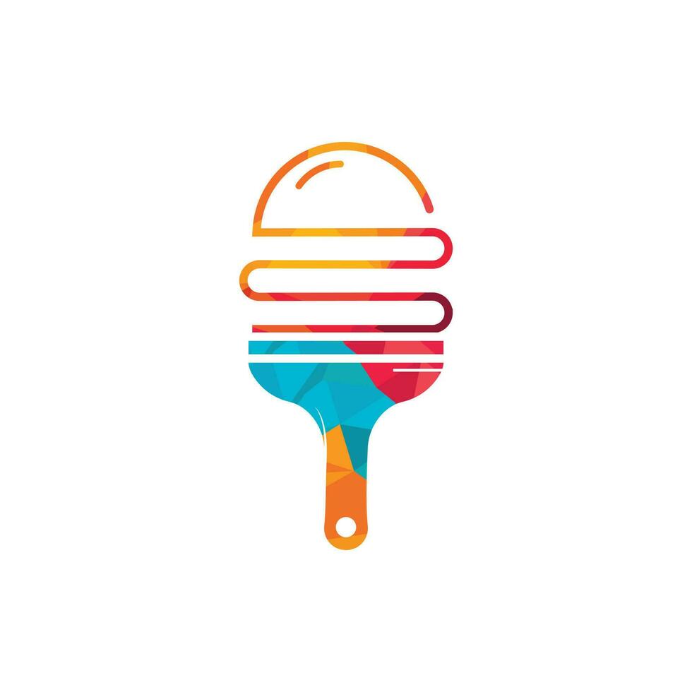création de logo vectoriel pinceau et burger. concept artistique de logo de café et de restaurant.