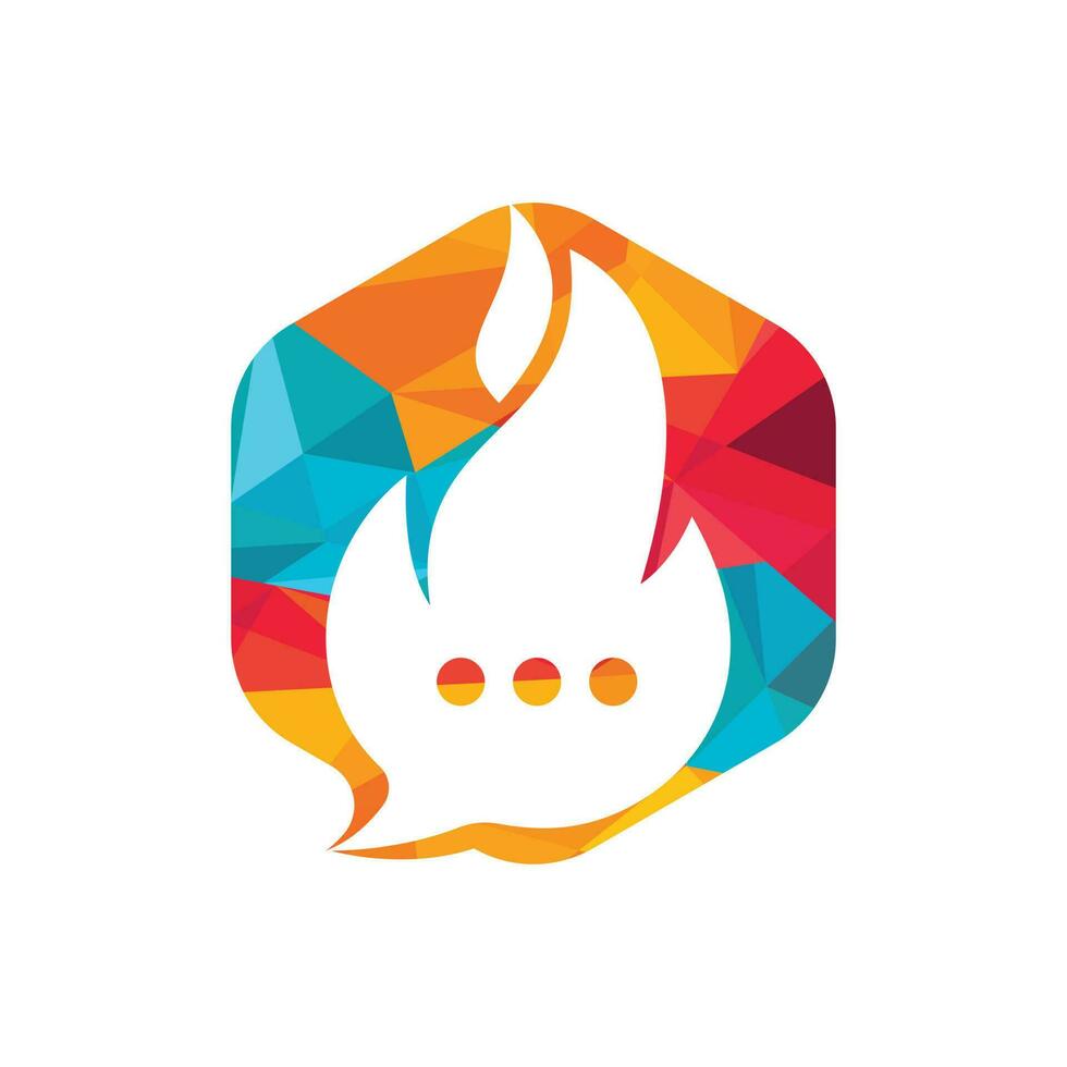 création de logo vectoriel de conversation à chaud. concept de conception de logo d'icône de chat de feu.