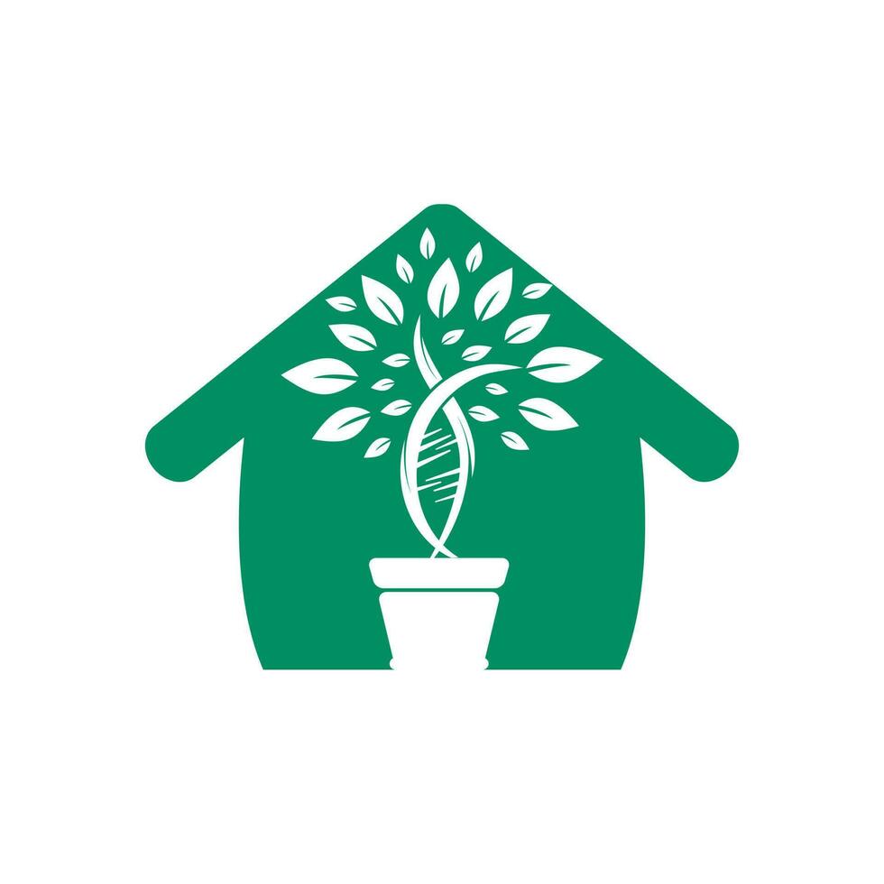 plante d'adn avec création de logo vectoriel de forme maison. concept de conception de logo vectoriel d'adn organique.