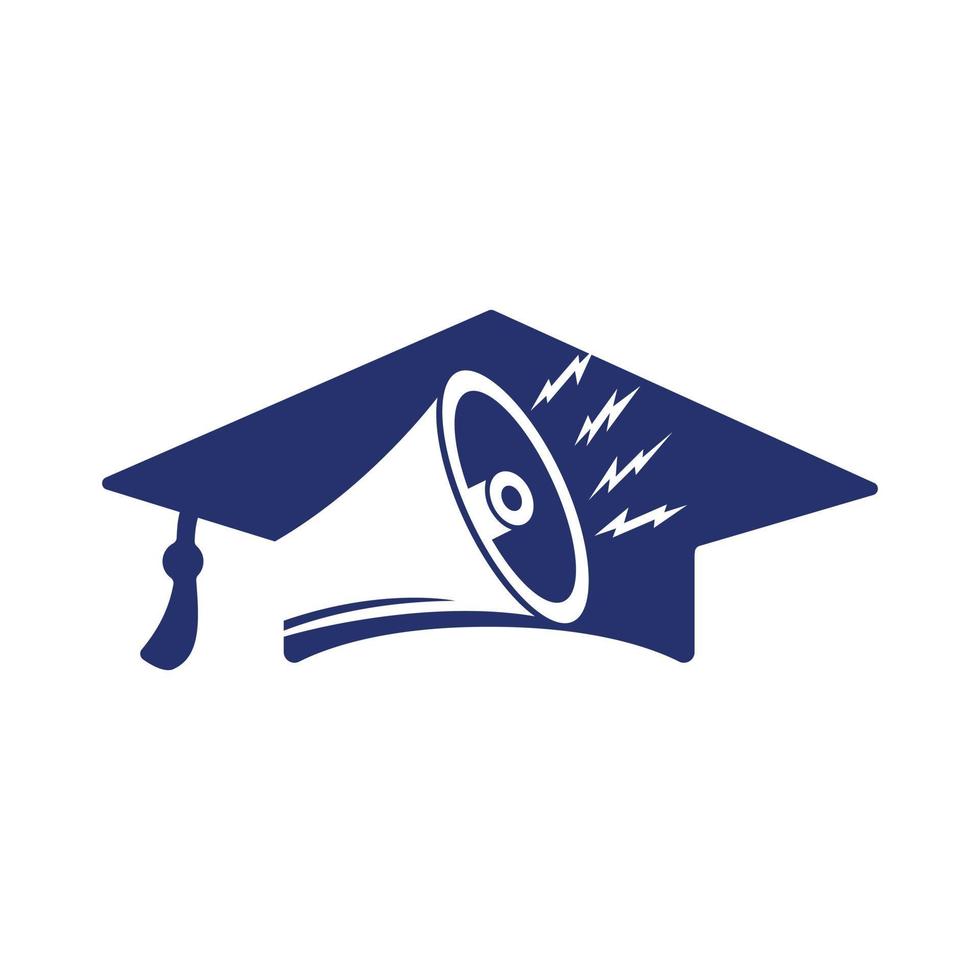 mégaphone avec conception d'icône vectorielle de graduation cap. concept de logo d'éducation marketing. vecteur