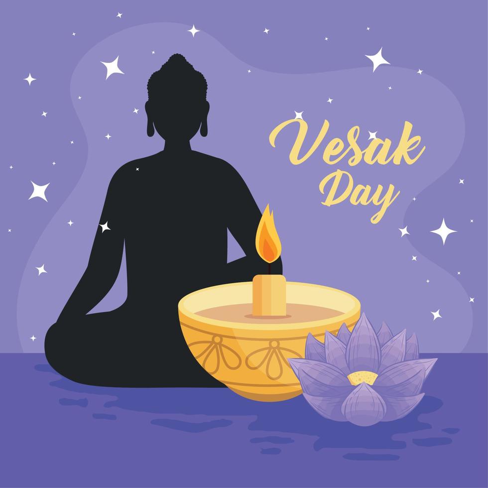 carte postale du jour du vesak vecteur