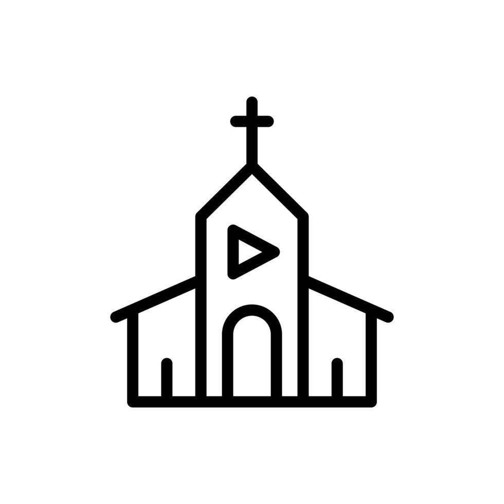 traduction en ligne service de l'église chrétienne vidéo en streaming, icône vectorielle plate des médias de la chapelle pour les applications et les sites Web vecteur