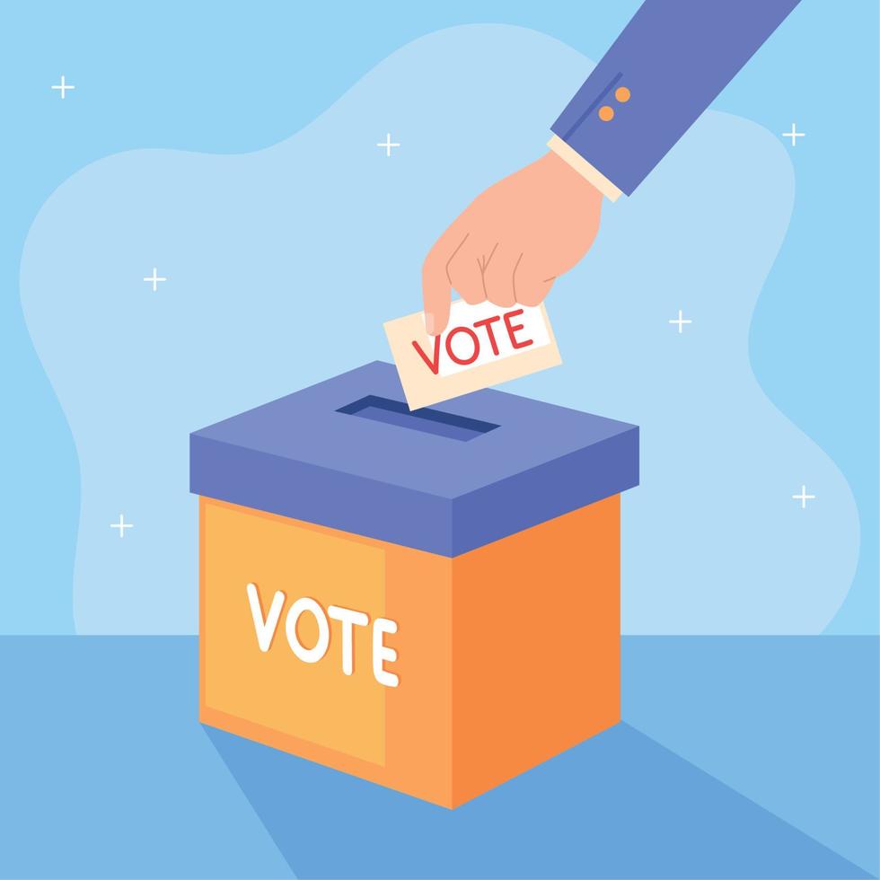 vote à la main de l'électeur dans l'urne vecteur