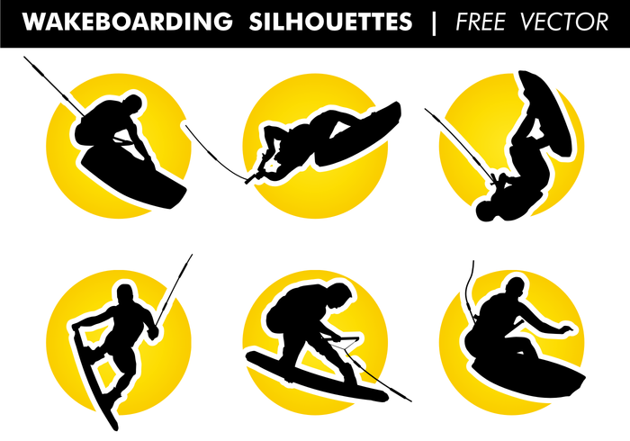 Silhouettes de wakeboard silhouettes vecteur gratuit