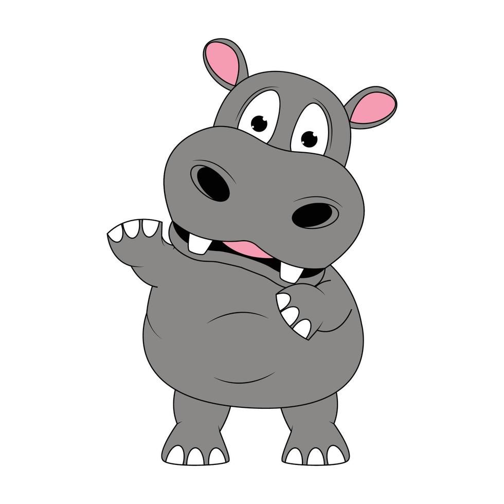 illustration de dessin animé animal mignon hippopotame vecteur