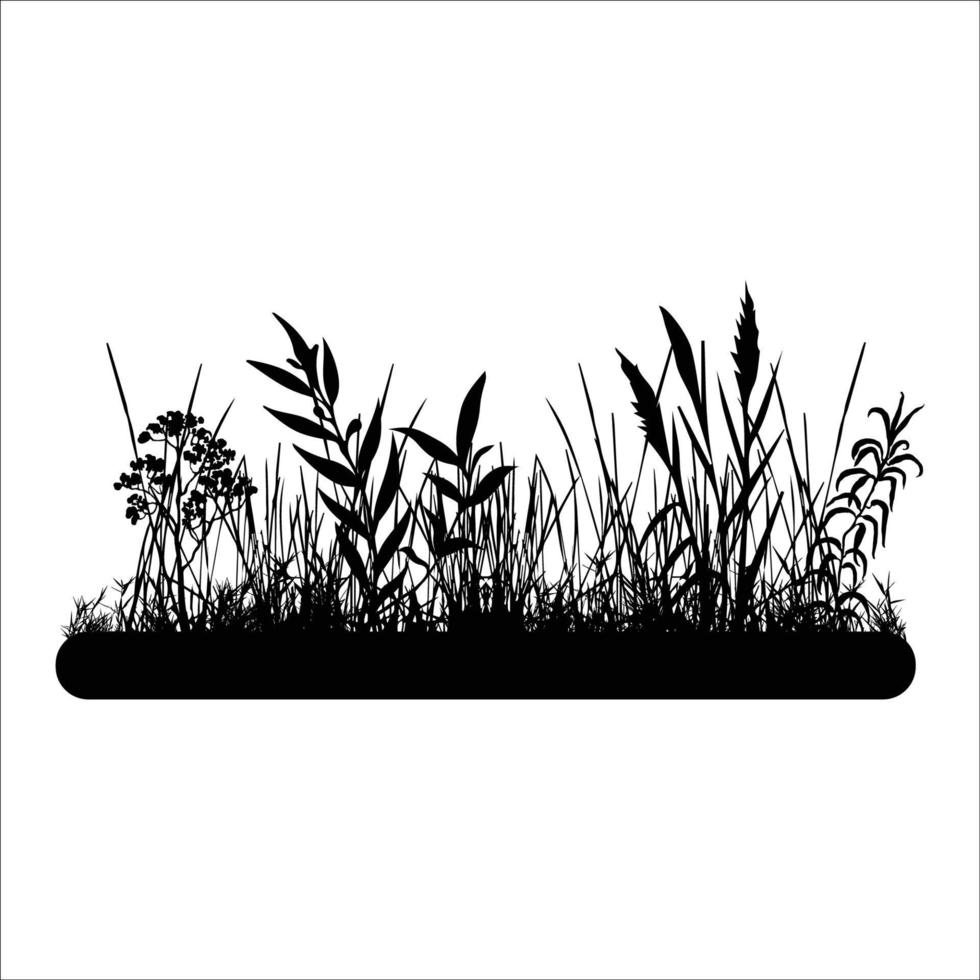 illustration de silhouette d'herbe mignonne vecteur