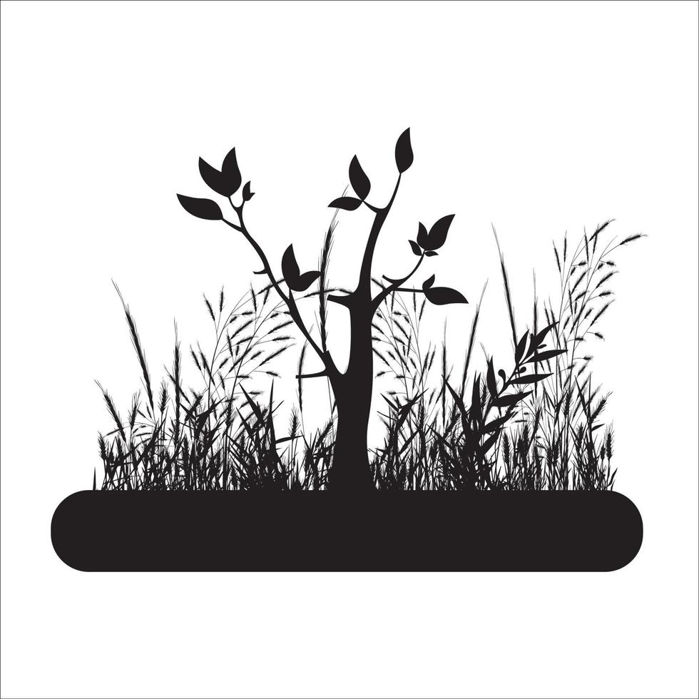 illustration de silhouette d'herbe mignonne vecteur