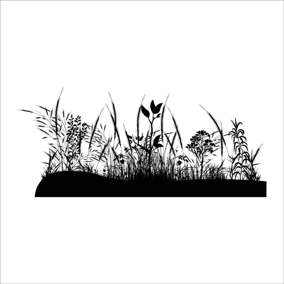 illustration de silhouette d'herbe mignonne vecteur