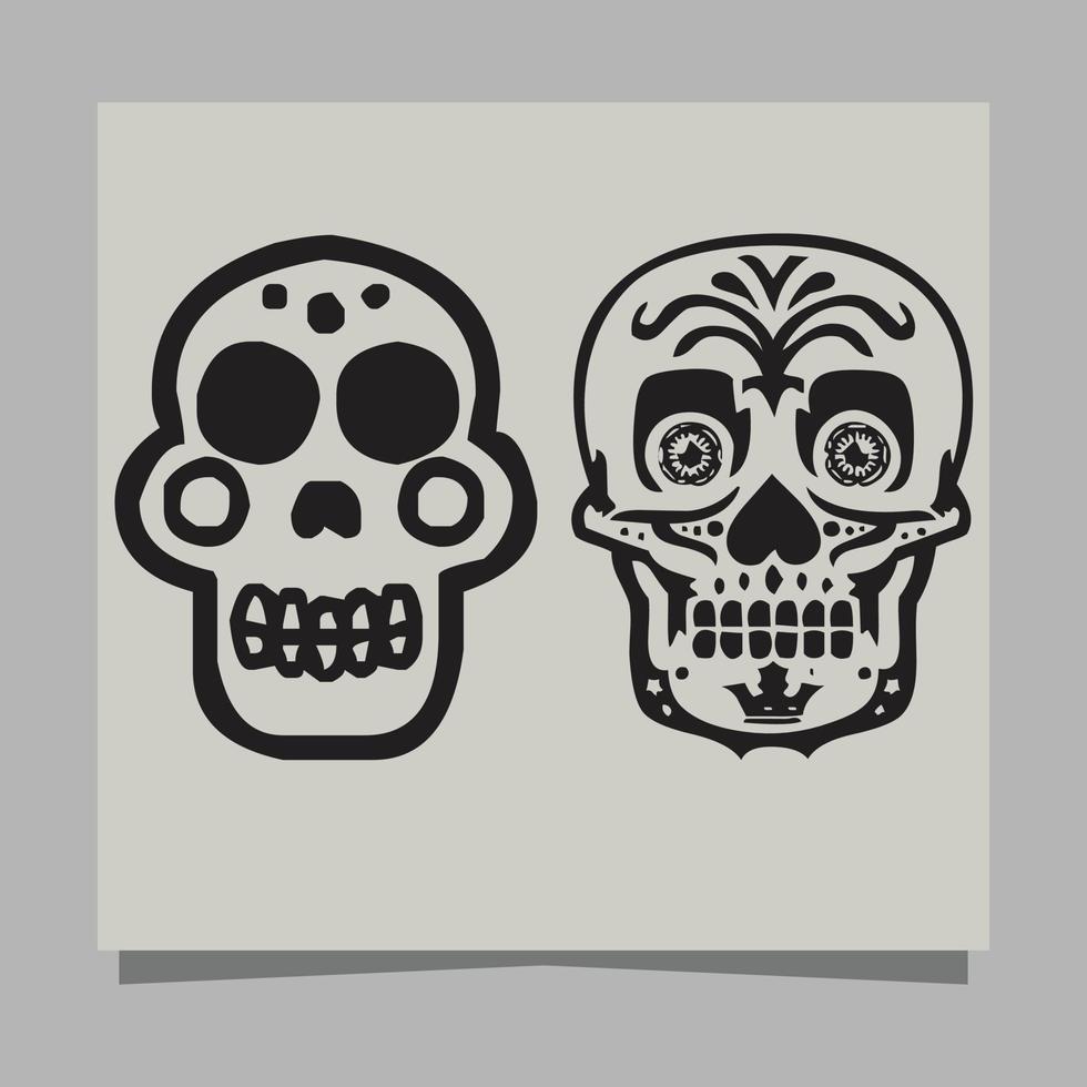 illustration vectorielle de crâne de tatouage noir et blanc sur papier vecteur