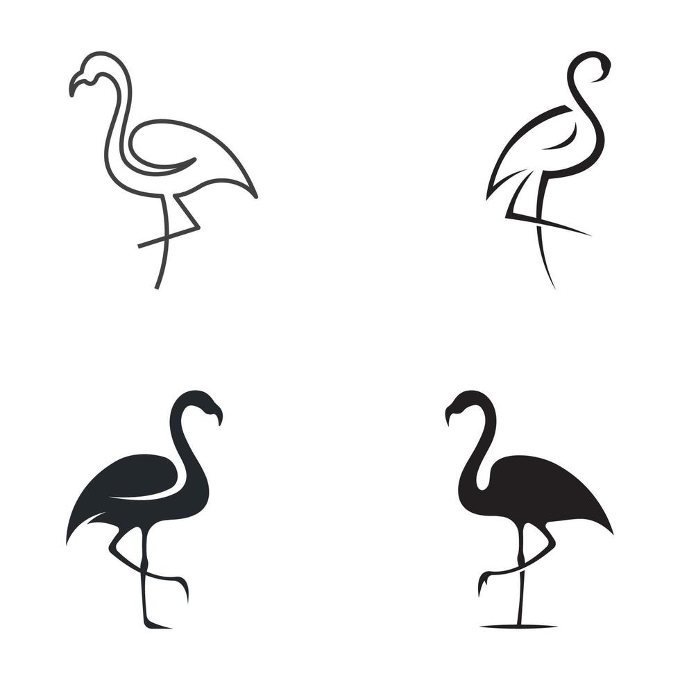 création de logo d'oiseau à longues pattes ou de flamant rose. logo avec des lignes, abstraites et simples. vecteur