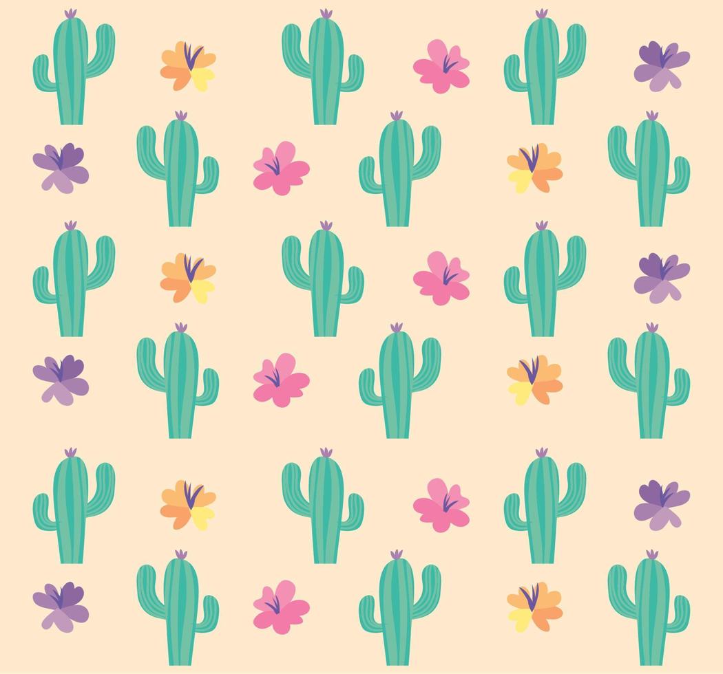 motif fleurs et cactus vecteur