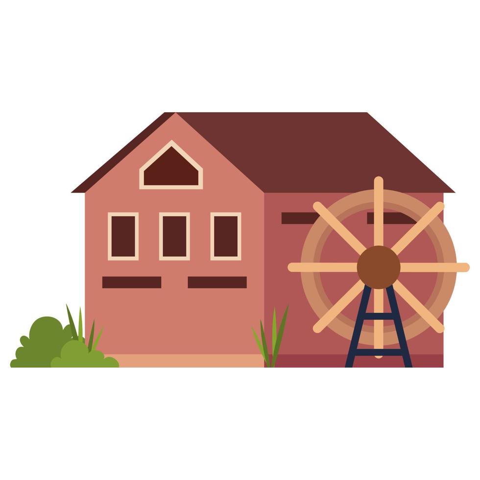 écurie et roue de moulin vecteur