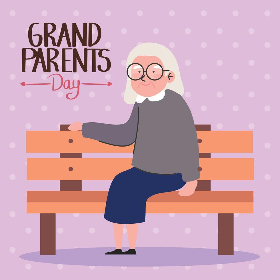 lettrage de la fête des grands-parents avec grand-mère vecteur