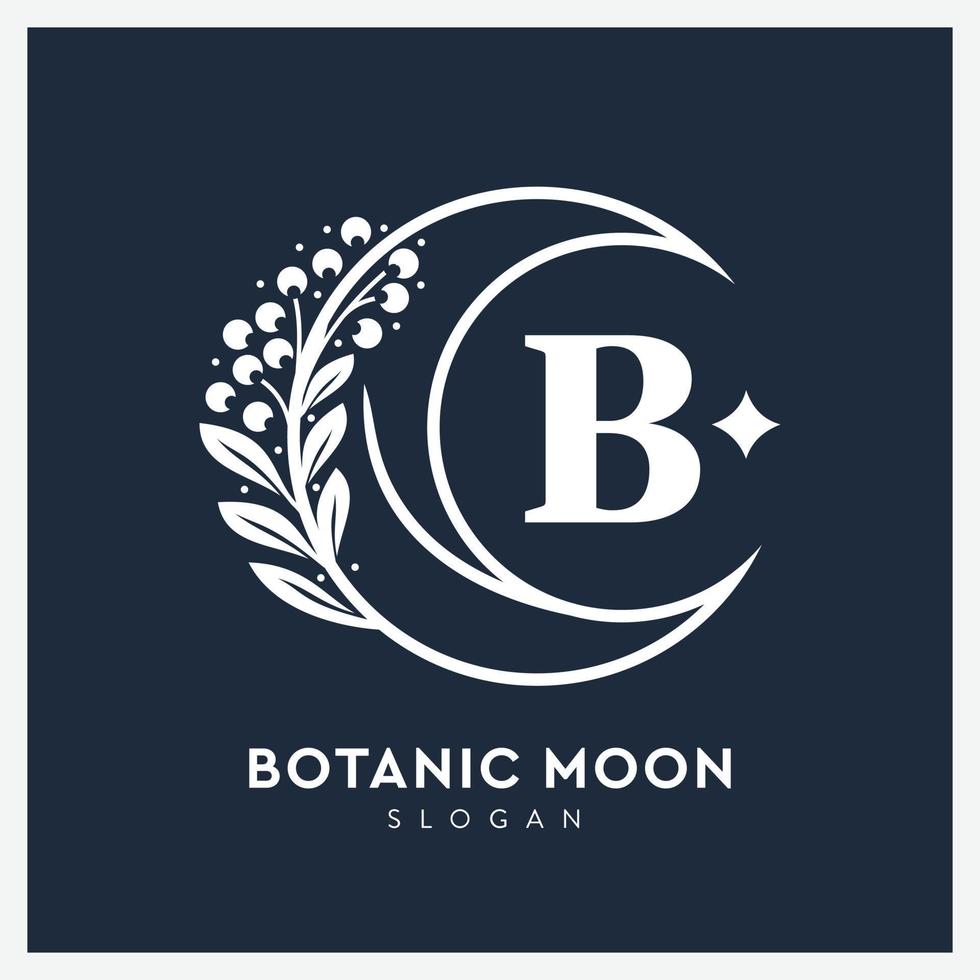 logo botanique créatif avec la lune vecteur