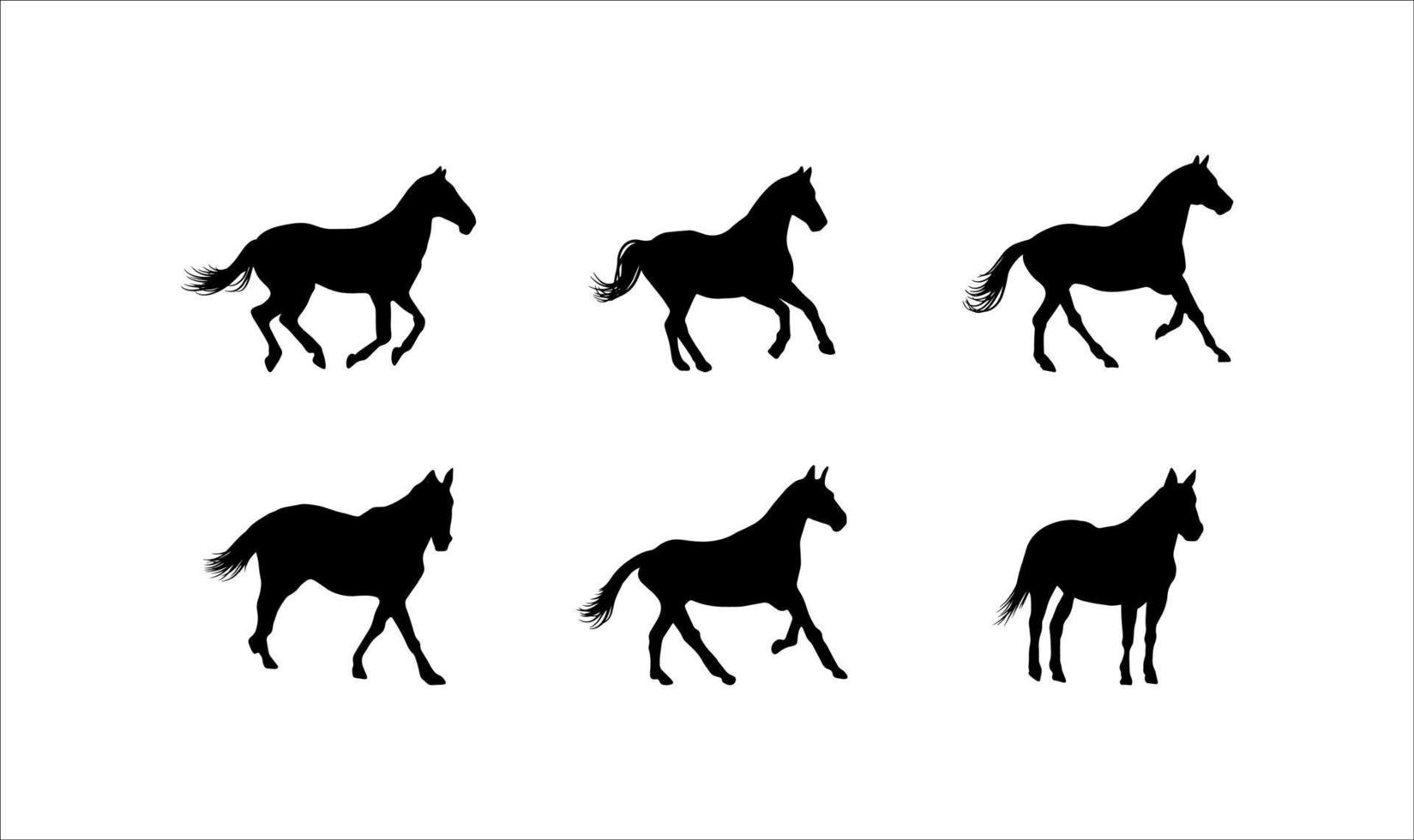 illustrations collection de silhouettes de chevaux vecteur