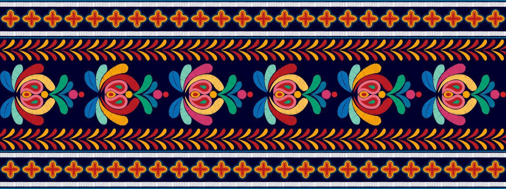 floral hongrois polonais folklorique morave motif ethnique sans couture. tapis en tissu aztèque boho mandalas textile décor papier peint. vecteur de broderie traditionnelle de fleur de motif indigène tribal