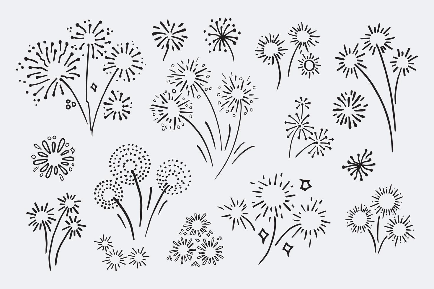 feu d'artifice, starburst dessiné à la main, illustration vectorielle. vecteur