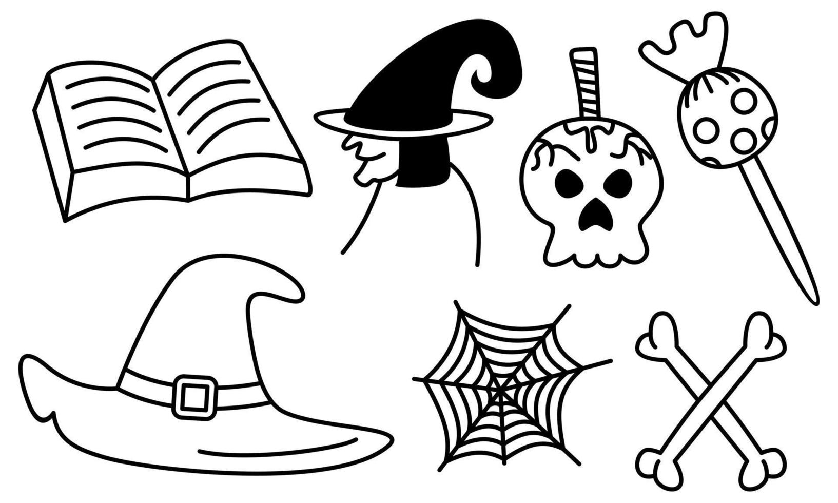 éléments graphiques pour le vecteur de doodle halloween. fond de carte joyeux halloween