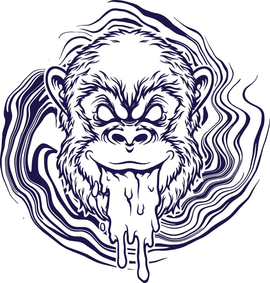 tête de singe trippy silhouette illustrations vectorielles pour votre logo de travail, t-shirt de marchandise de mascotte, autocollants et conceptions d'étiquettes, affiche, cartes de voeux publicité entreprise ou marques. vecteur