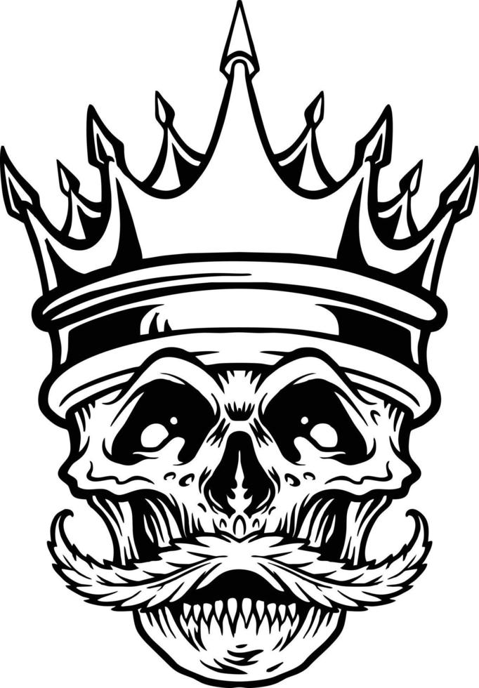 King Skull Moustache Weed Leaf Silhouette Illustrations Vectorielles Pour Votre Logo De Travail, T-shirt De Marchandise De Mascotte, Autocollants Et Conceptions D'étiquettes, Affiche, Cartes De Voeux Publicité Entreprise Ou Marques. vecteur