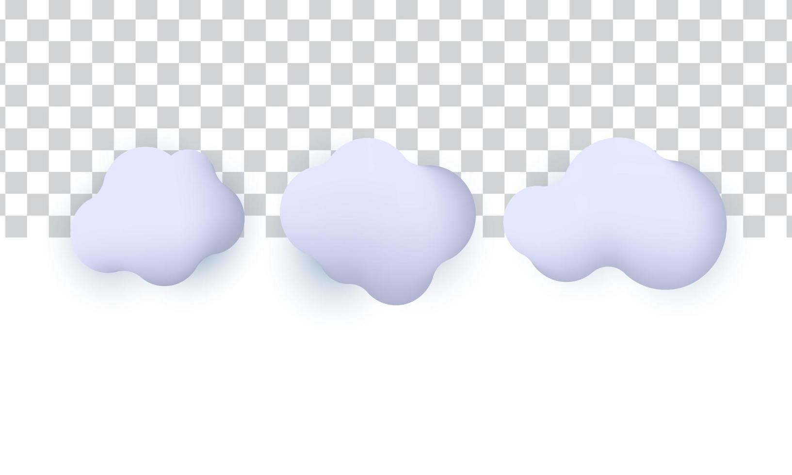 conception 3d d'icône de trois nuages mignon réaliste unique isolée sur vecteur