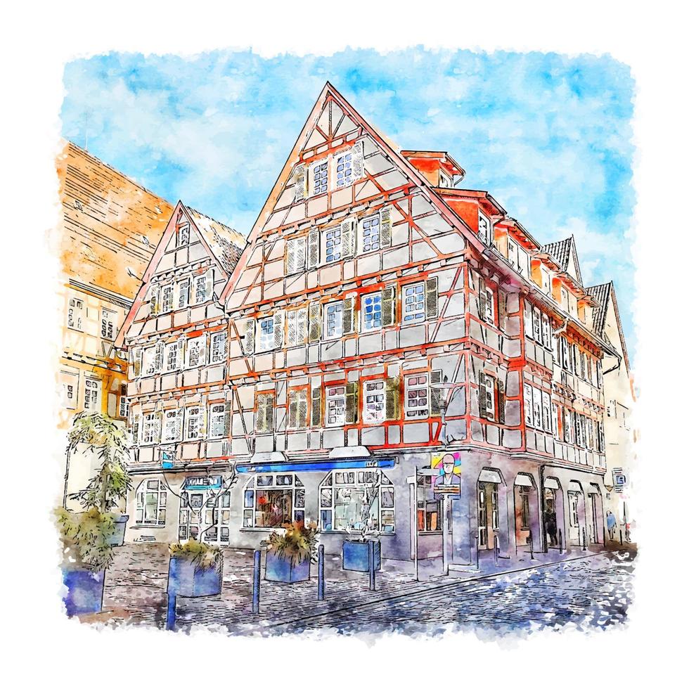 leonberg allemagne croquis aquarelle illustration dessinée à la main vecteur