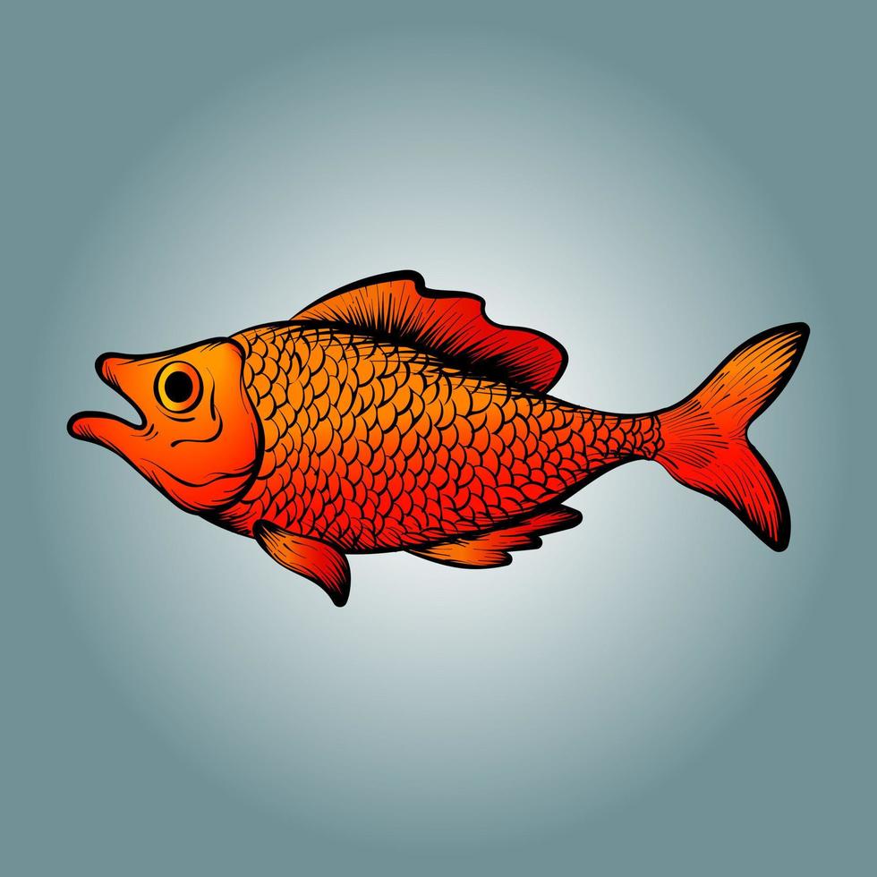 illustration vectorielle de poisson d'eau douce de carpe commune d'or vecteur