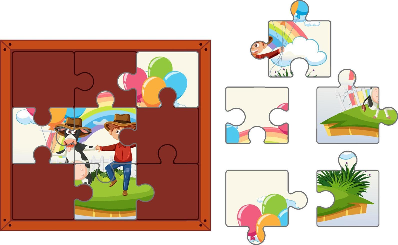 modèle de jeu de puzzle photo vecteur
