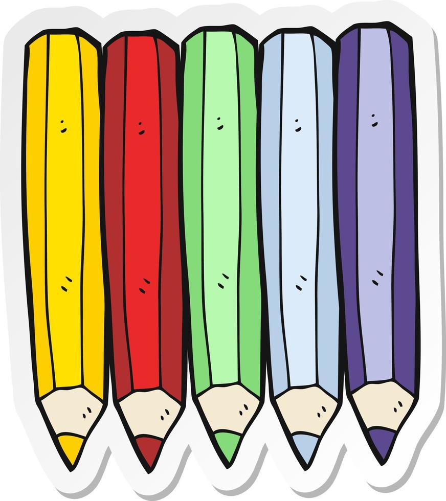 autocollant d'un dessin animé crayons de couleur vecteur