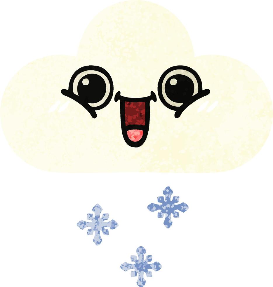 nuage de neige dessin animé style illustration rétro vecteur