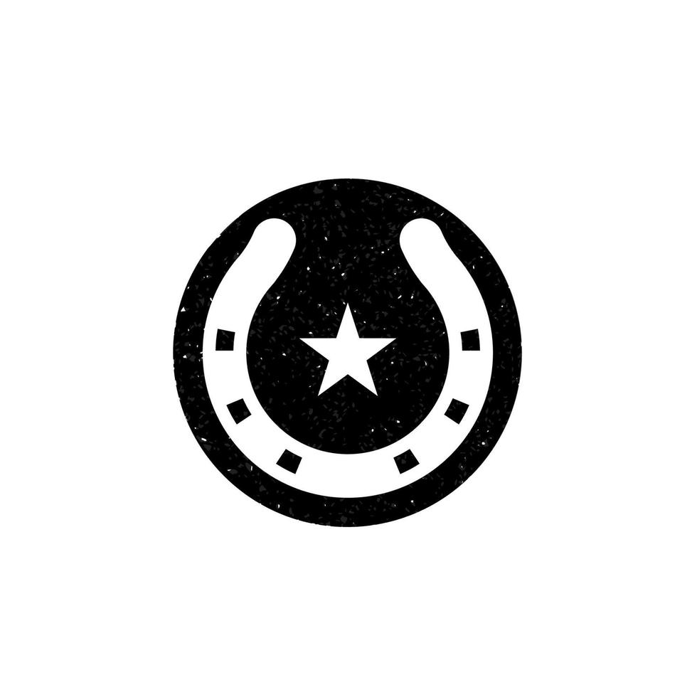 logo de rodéo en fer à cheval grunge vecteur