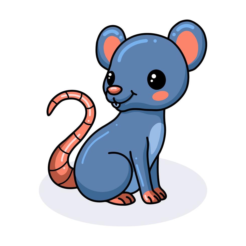 mignon petit dessin animé de souris assis vecteur