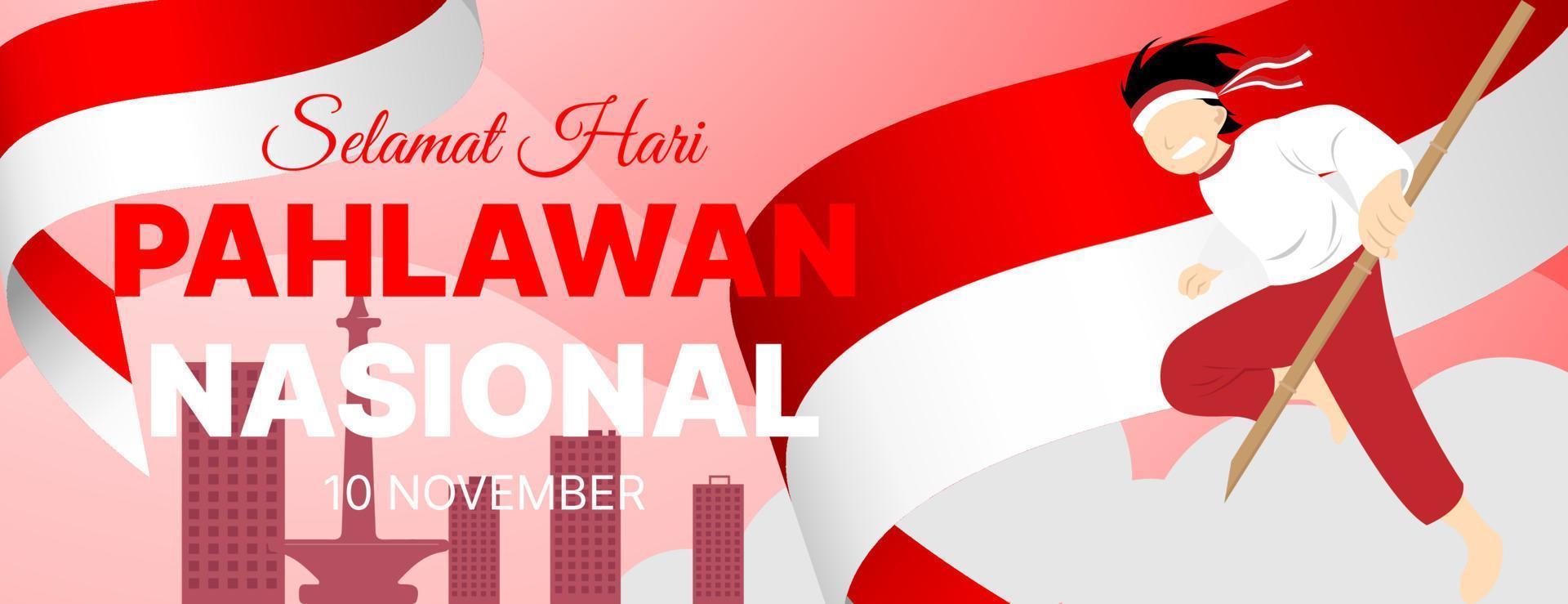 selamat hari pahlawan nasional ou fond de bannière de la journée nationale des héros indonésiens vecteur