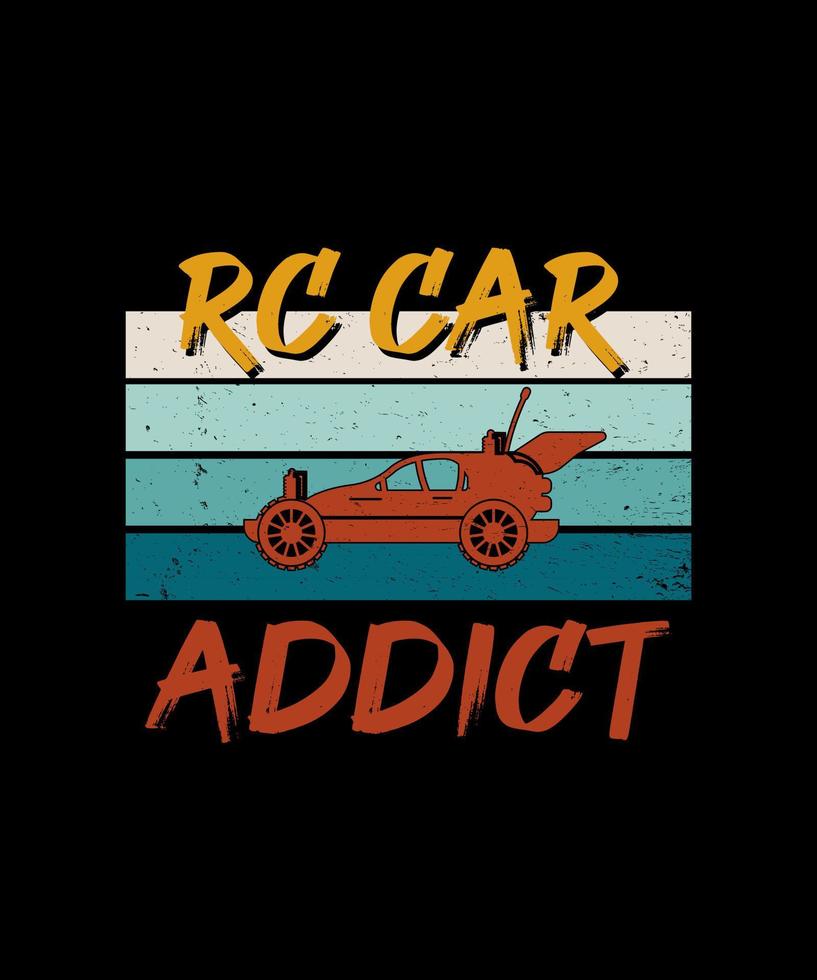 t-shirt vintage modelcar rétro rc buggy voitures de course addict vecteur