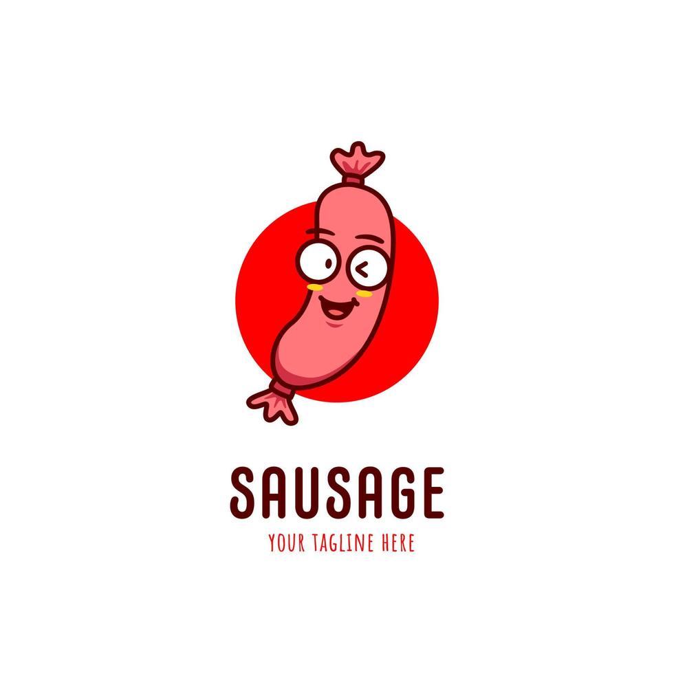 webcute saucisse saucisse nourriture snack mascotte logo icône symbole caractère vecteur