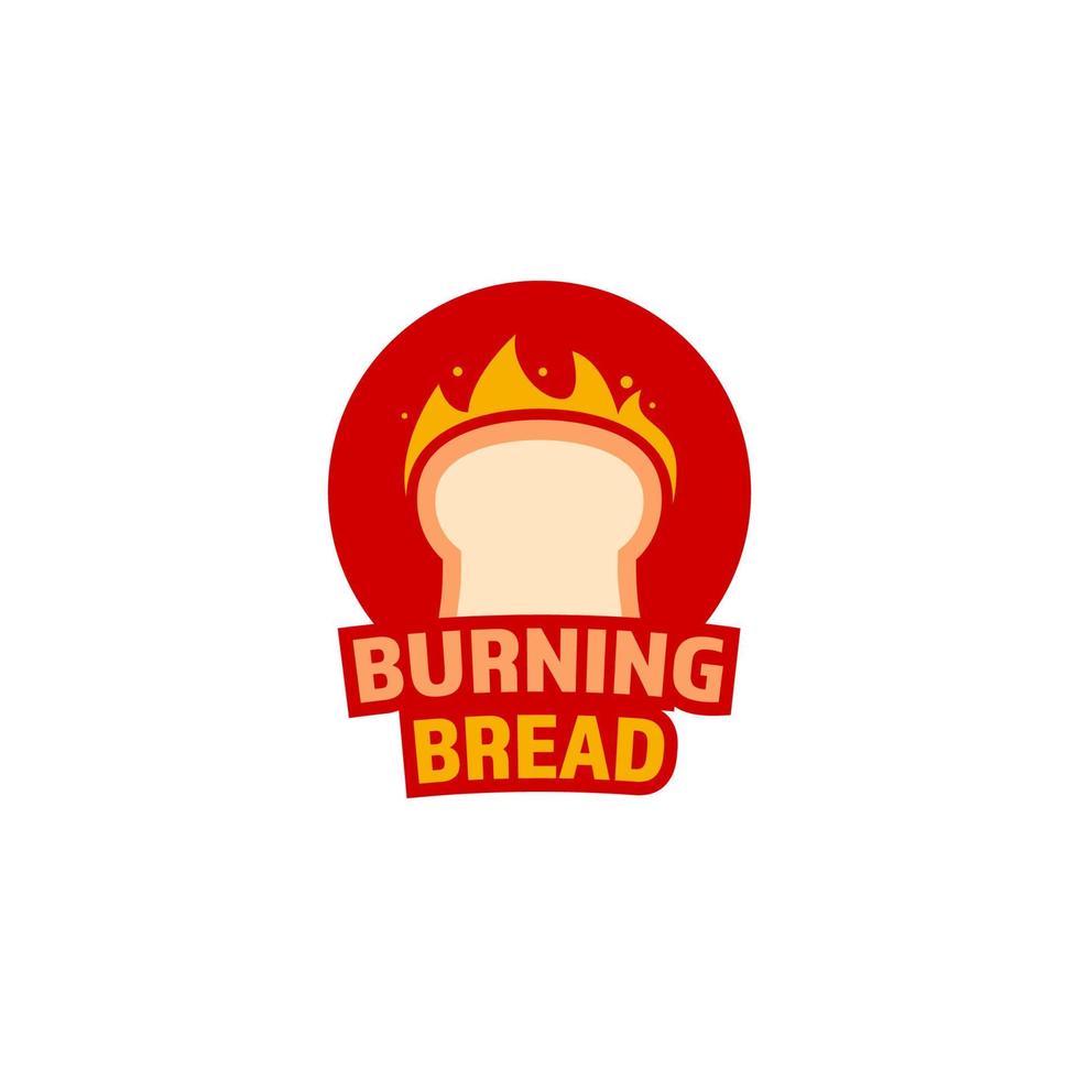 icône de logo de pain de cuisson brûlant avec illustration de flamme rouge boisson alimentaire vecteur