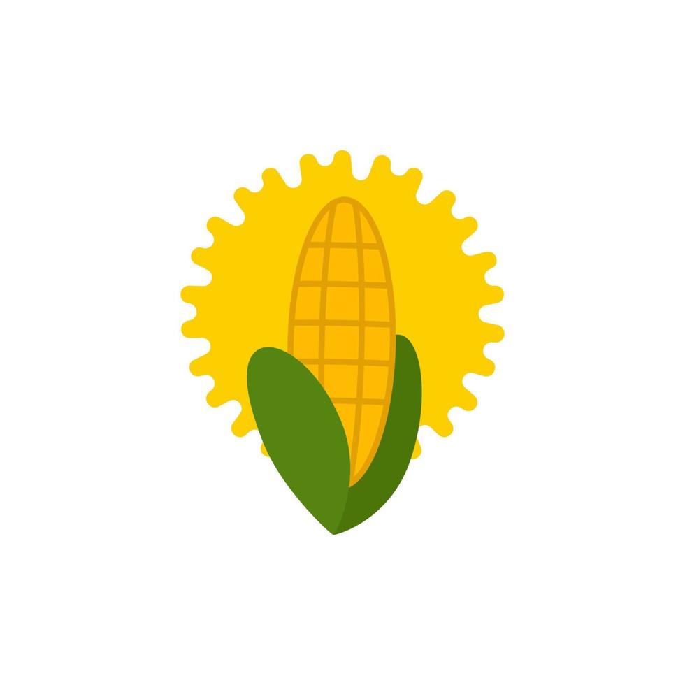 illustration de dessin animé icône logo maïs et soleil vecteur