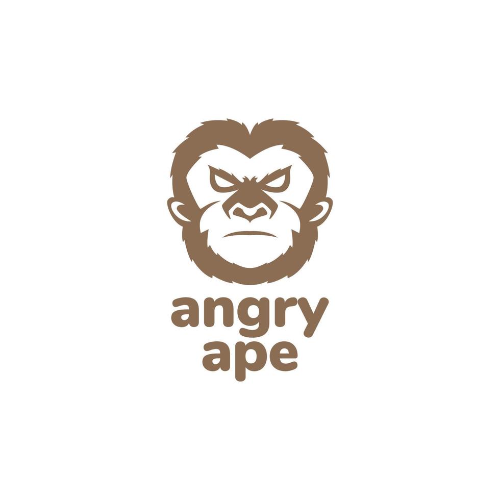 face à la création de logo singe primate en colère vecteur