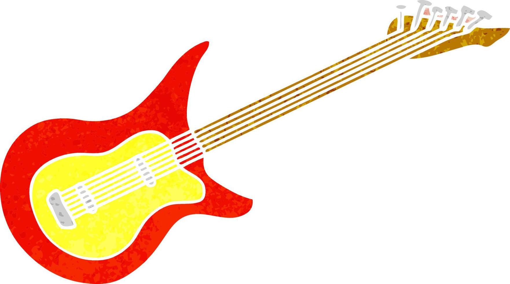 dessin animé rétro doodle d'une guitare vecteur