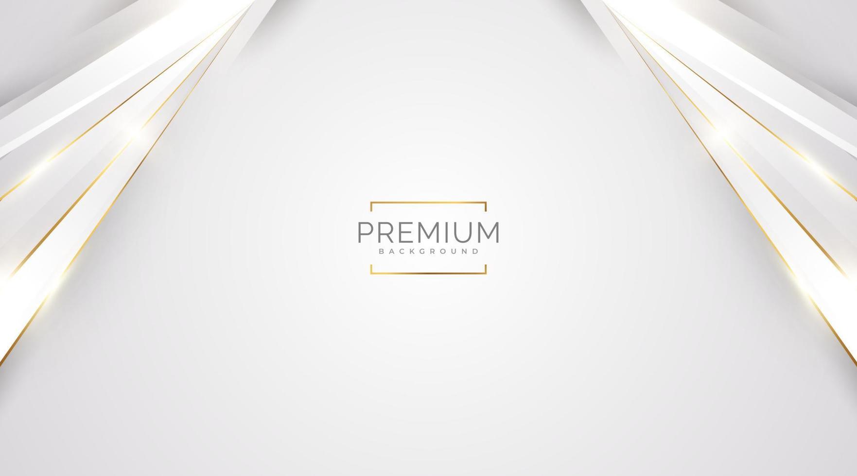 fond blanc et or de luxe avec des lignes dorées et un style de papier découpé. fond gris et or premium pour la conception de prix, de nomination, de cérémonie, d'invitation formelle ou de certificat vecteur