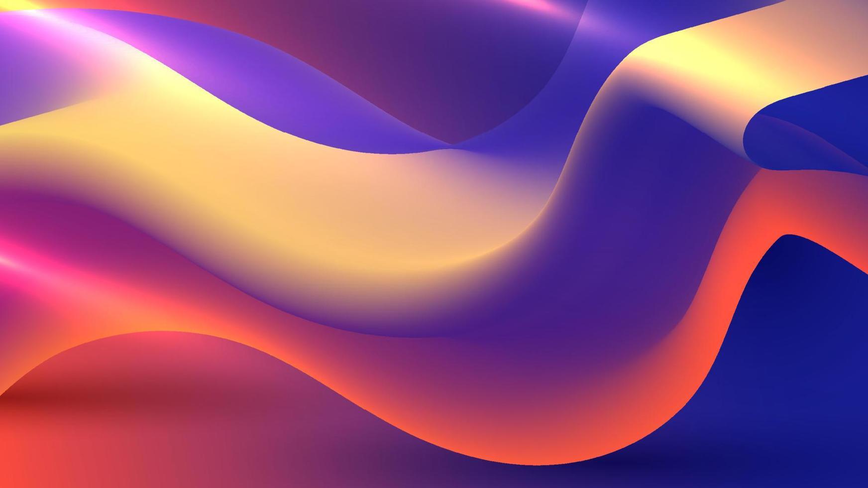 fond d'éléments de forme d'onde de flux dégradé coloré liquide 3d abstrait vecteur