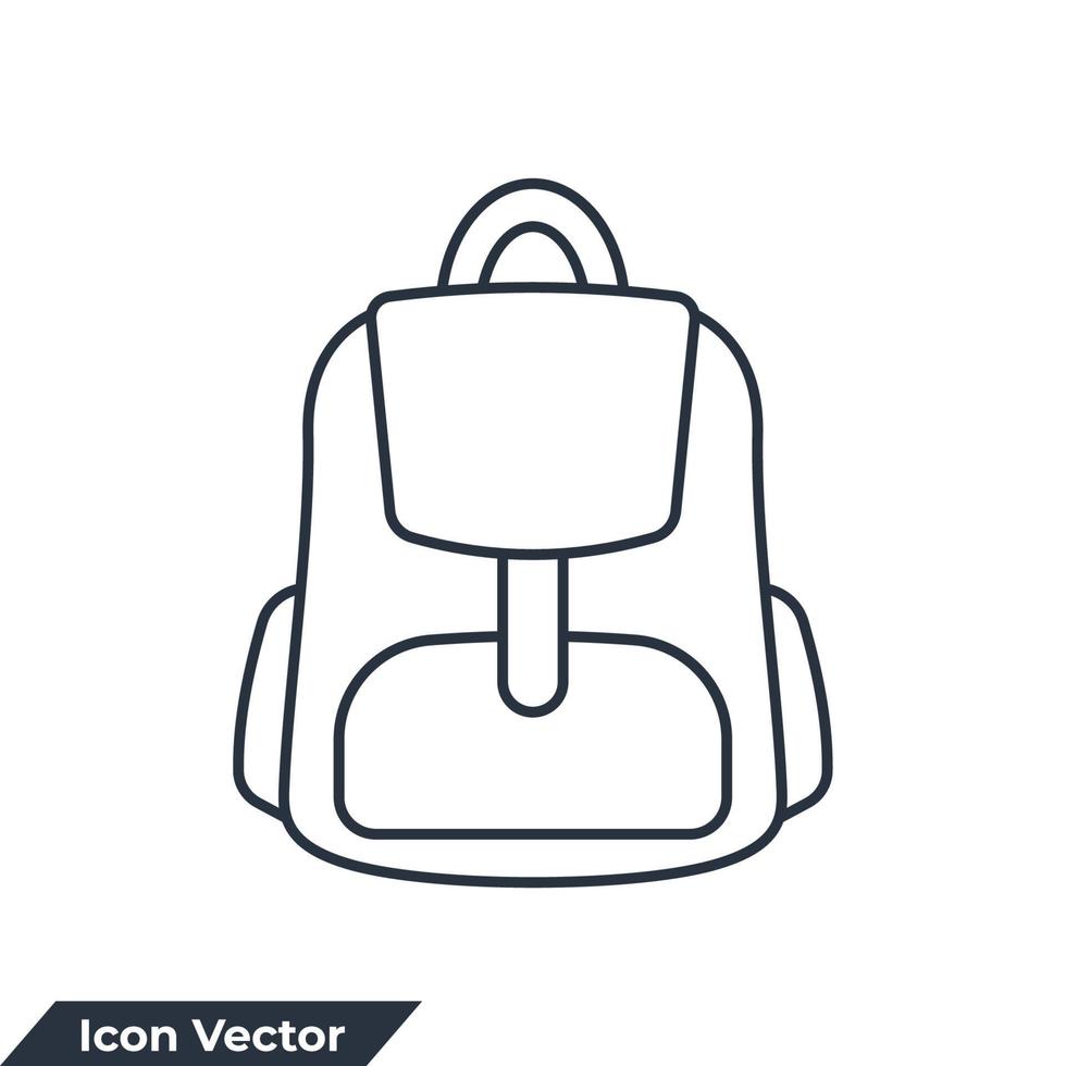 illustration vectorielle de cartable icône logo. modèle de symbole de sac à dos pour la collection de conception graphique et web vecteur