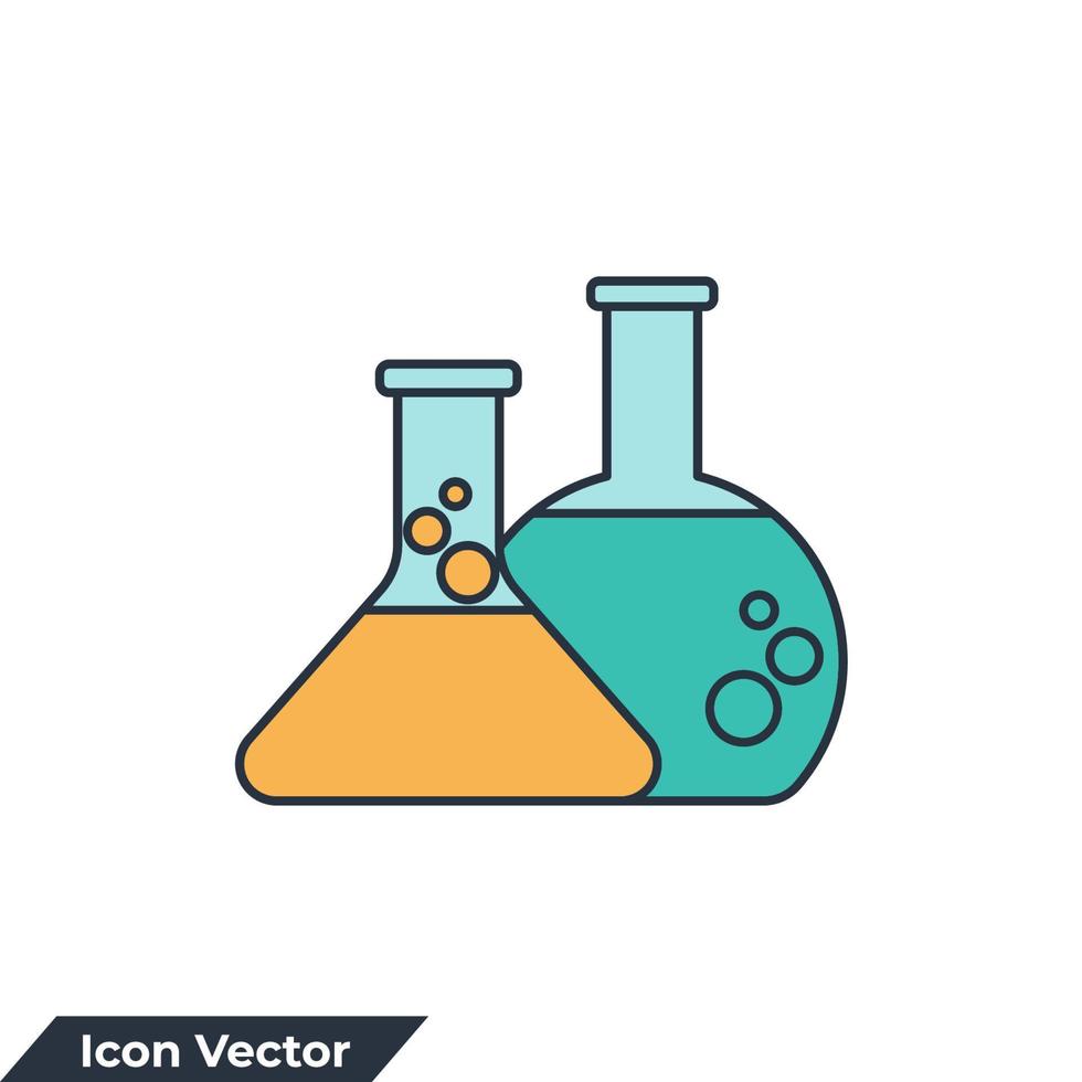 illustration vectorielle de chimie icône logo. modèle de symbole de tube à essai pour la collection de conception graphique et web vecteur