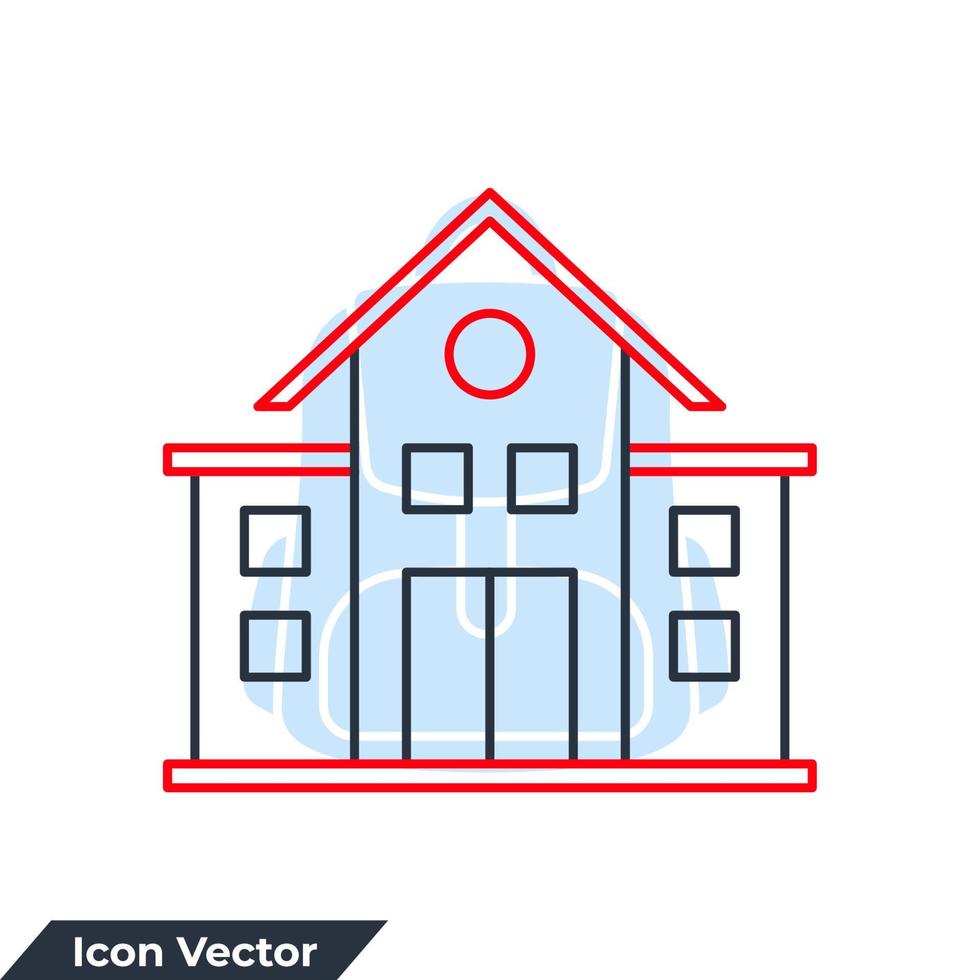 illustration vectorielle du logo de l'icône de l'école. modèle de symbole d'école de construction pour la collection de conception graphique et web vecteur