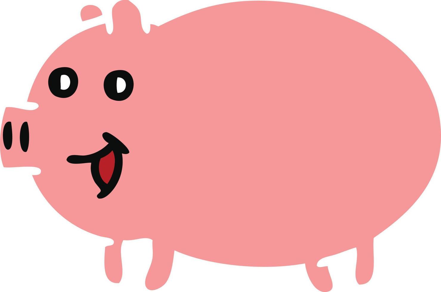 cochon de dessin animé rétro couleur plat vecteur