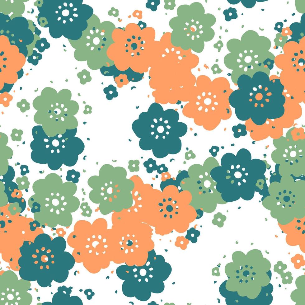 fleur de doodle coloré abstrait avec motif sans couture de boucles. désordre fantaisie floral vecteur